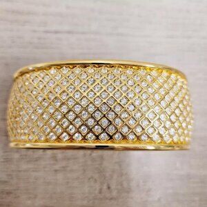 SWAROVSKI GOLDEN CRYSTAL LATTICE DESIGN WIDE CLAMPER BRACELET 54